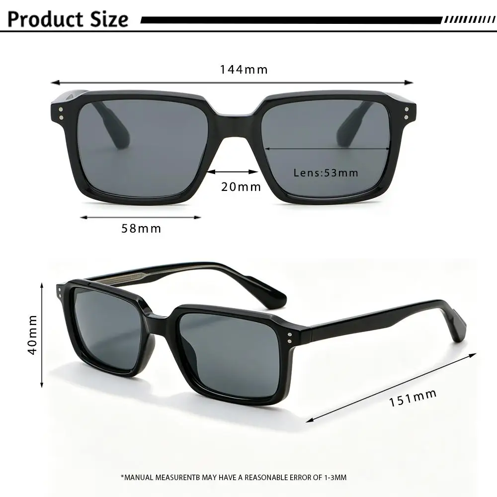 CATERSID Men's Sunglasses Square Frame Cellulose Propionate Temple Tips Sun Glasses Women's Outdoor Travel Driving Glasses UV400