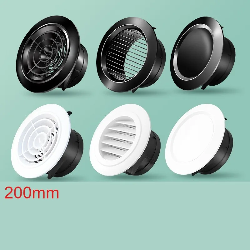 200mm Round Air Vent Exhaust Hood Valve Grille Diffuser Ducting Ventilation Cover Air Circulation Rotary ABS Adjustable