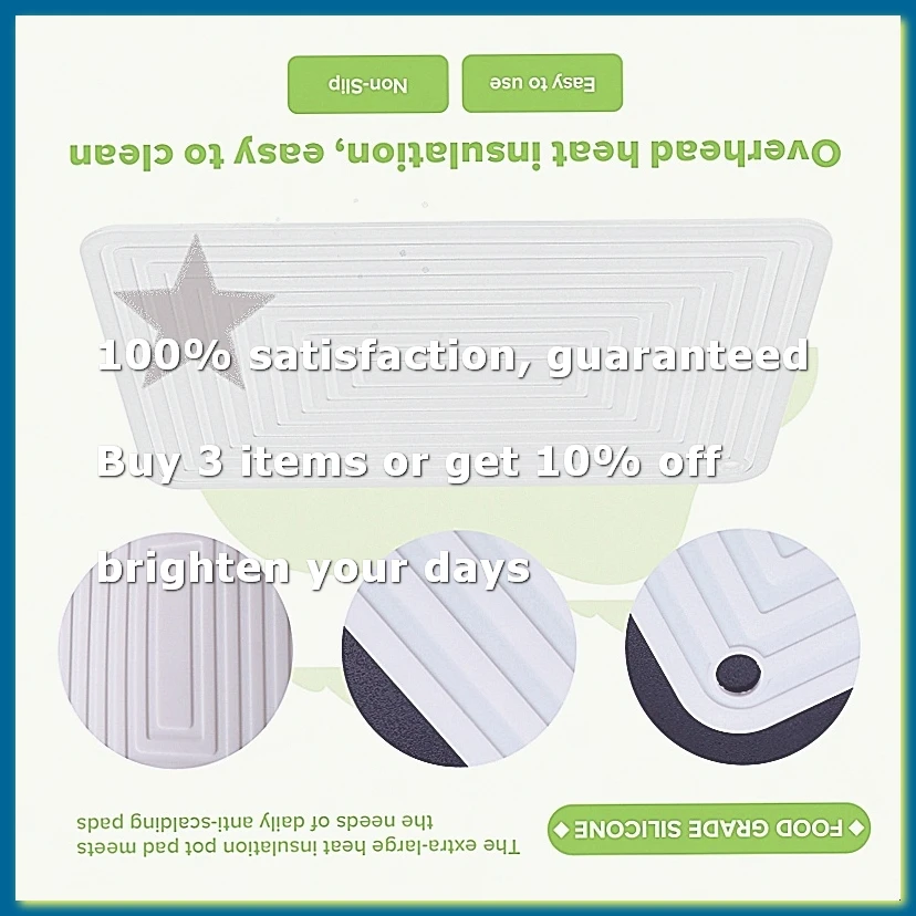 ●Large Silicone Pot Holder Square Thick Heat Insulation Pad Non-Slip Corrugated Kitchen Table Mat(White)-ABFB