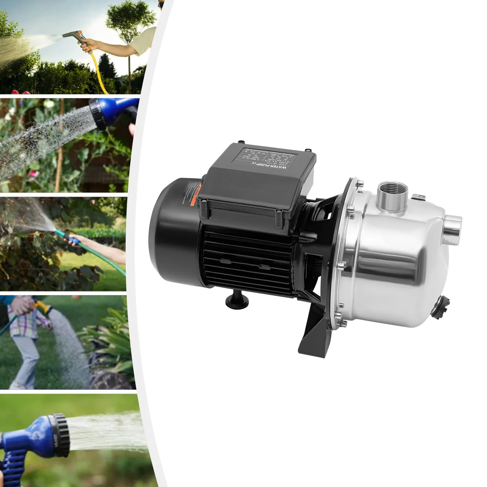 

Stainless Steel Sprinkler Booster Jet Pump 1.5HP 115V Shallow Well 1200 GPH For Garden Lawn Irrigation System Lake Fountain