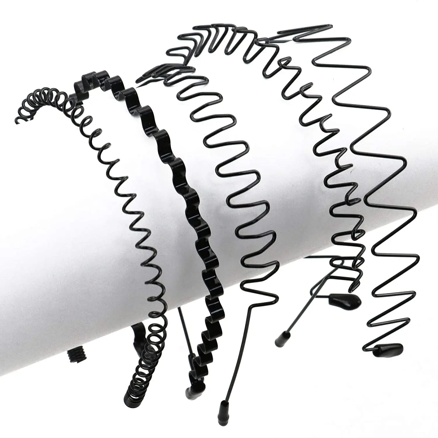 Diademas unisex negras elásticas antideslizantes con diseño simple de metal para hombres y mujeres, diadema ondulada, aro para el cabello, accesorios de moda para el cabello.