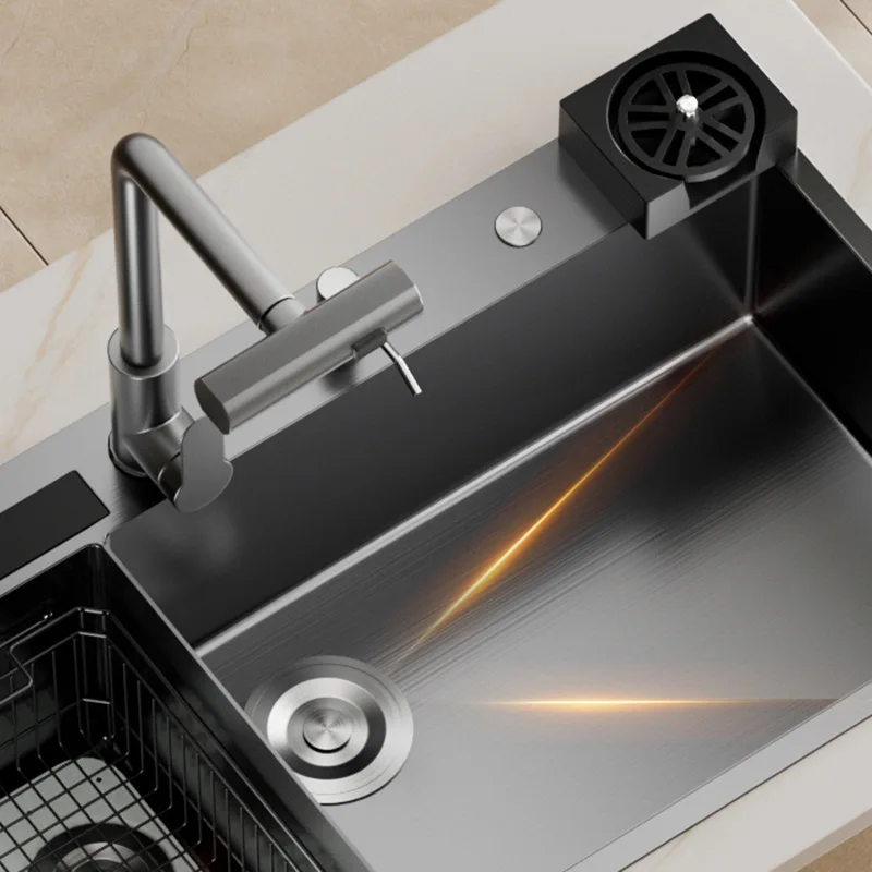 Electric Bubble Ultrasonic Built-In Kitchen Sink 304 Stainless Steel Large Capacity Household Dishwashing Vegetable Washing