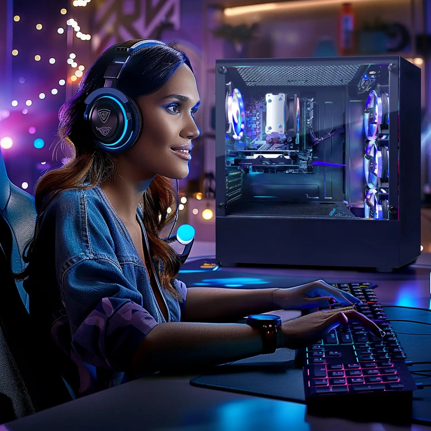 كمبيوتر مكتبي للألعاب، RX 590 8G GDDR5، AMD Athlon 3000G 3.5G، 16G DDR4، 512G SSD، 600M WiFi، BT 5.0، RGB Fan x4، Windows 11 Home #5