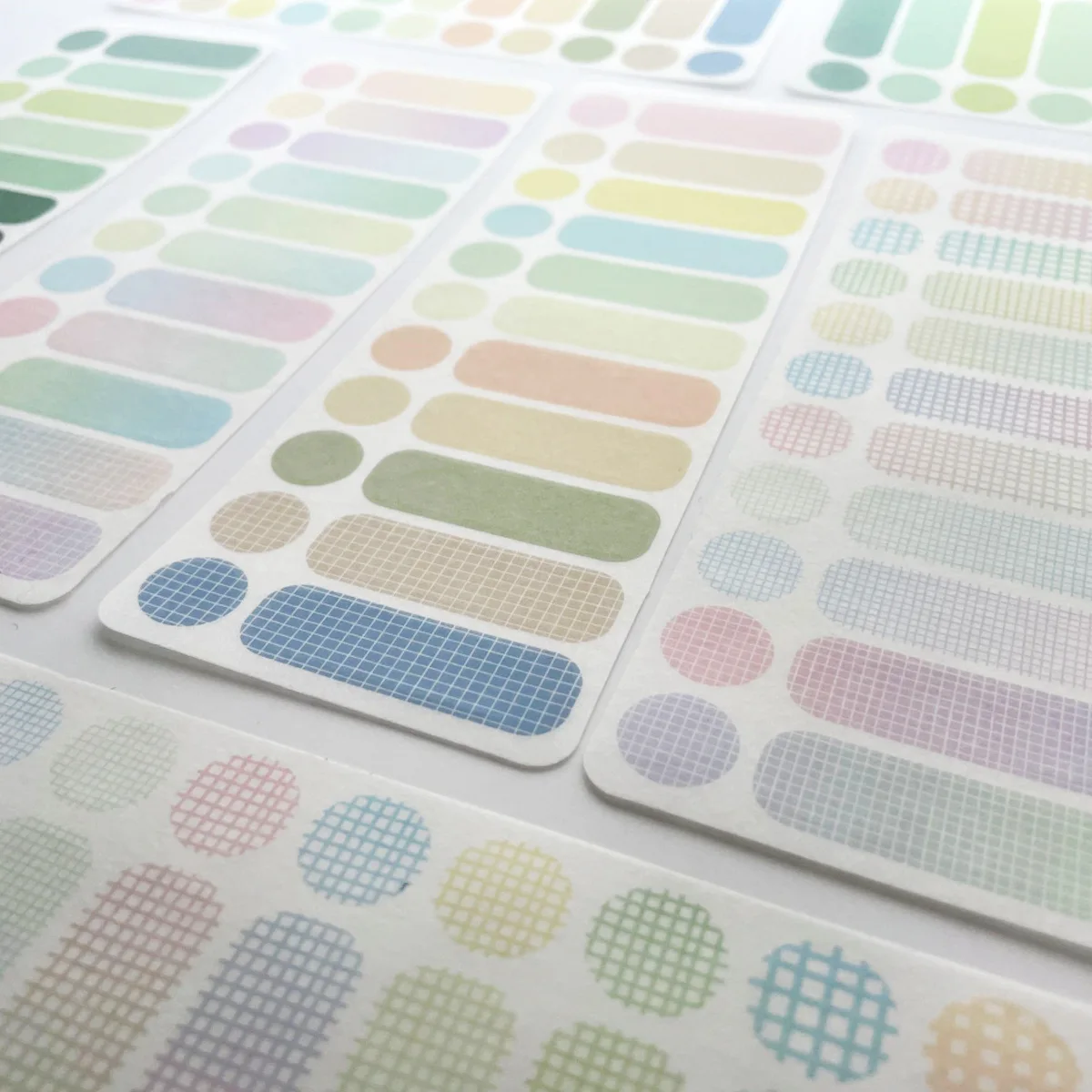 Afbeelding 5: Effen kleur Basic Washi Stickers Minimalistisch rasterlabel Sticky Notes DIY Scrapbooking Journal Decor 3 vellen