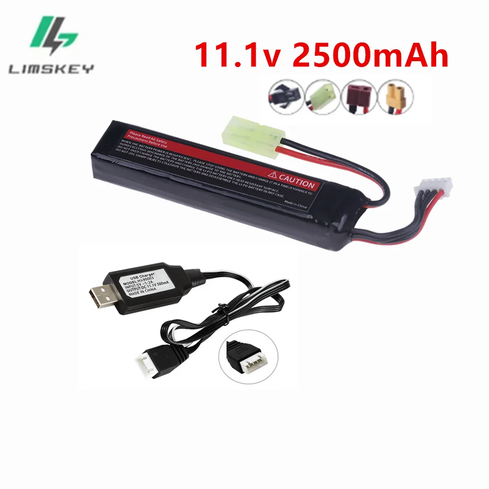 11.1V 502096 Lipo Battery for Water Gun Airsoft 11.1V 2500mAh battery and usb for Airsoft BB Air Pistol Electric Toys Guns Parts