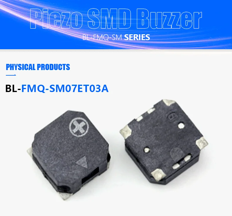 50 PZ Beelee 80db SMD Monami 7.5*7.5mm Piezo Attivo Buzzer Evidenziatore Plastica Pastello 601 Con Nero Nero Mercato Montaggio Superficie