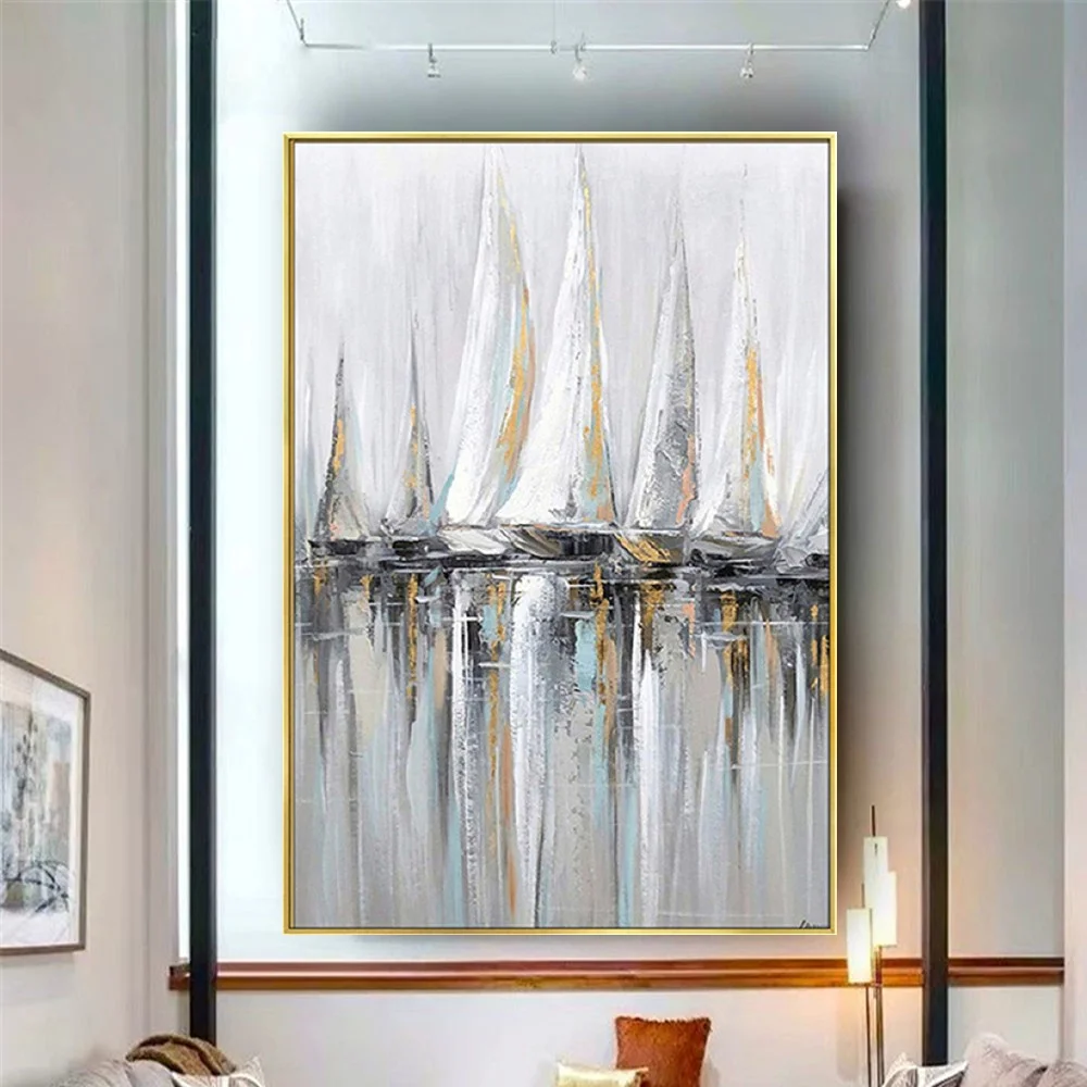 pop Gray Handpainted Home Decor pictures Abstract gold retro Home Decor Oil Painting On Canvas Salon Mural For Living Room Decor