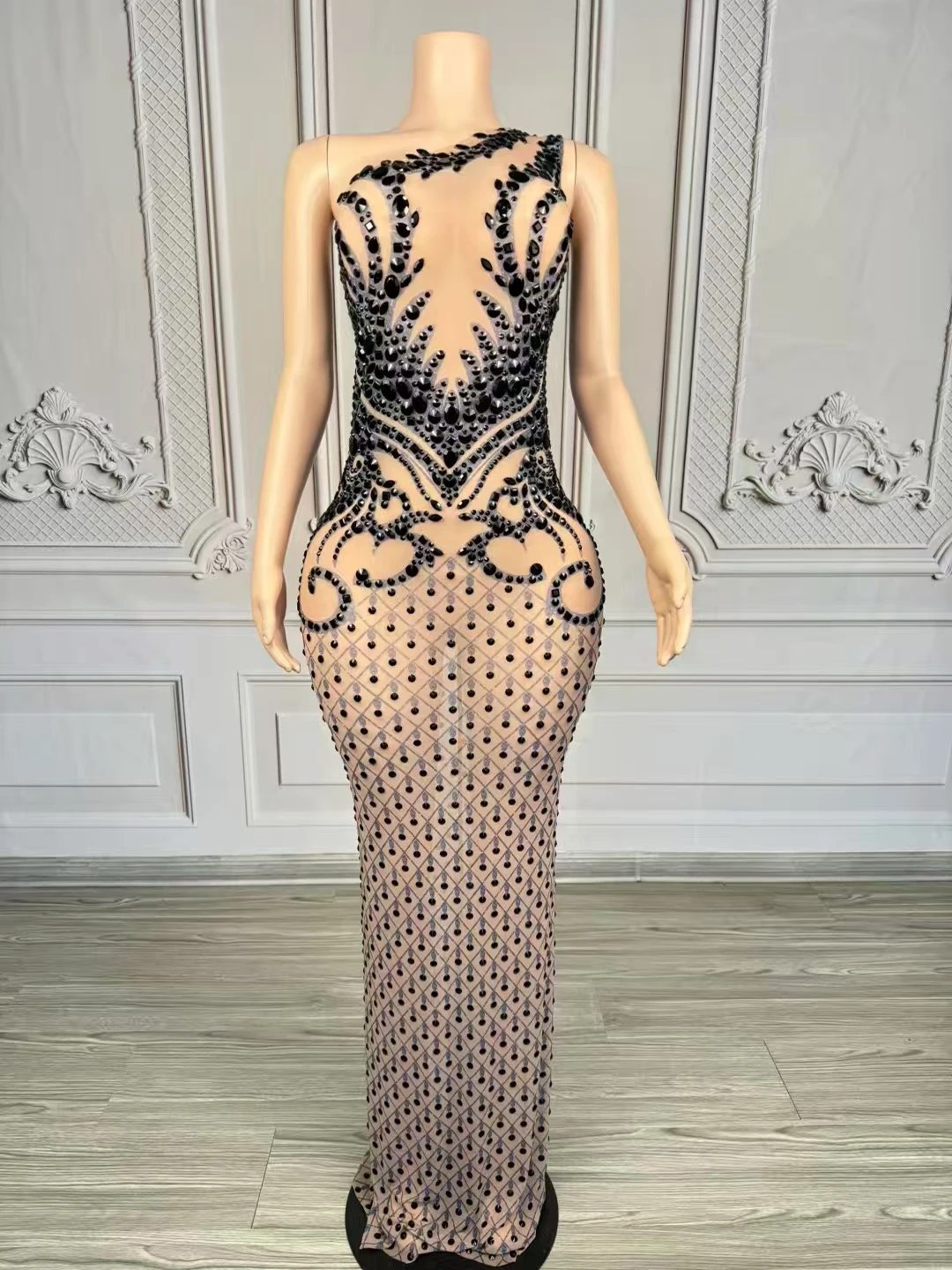 

Quality Hot Stamping Sexy Single ShouldeColor Blocked Elastic Dress 2025 New FashionCustom Women'S Clothing D237