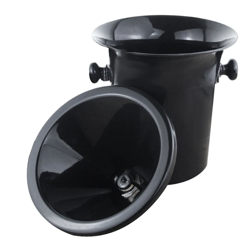 5X Wine Dump Black Plastic Wine Spittoon - Standard Size With Black Funnel Champagne Bucket