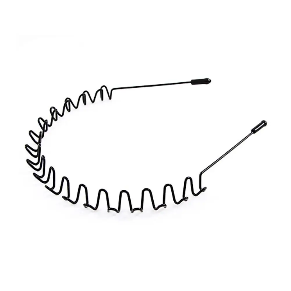 Metal Wavy Spring Hair Hoop Black Non Slip Wavy Outdoor Sports Headbands For Women Men Simple Hairband Face Washing Headdre T2U8