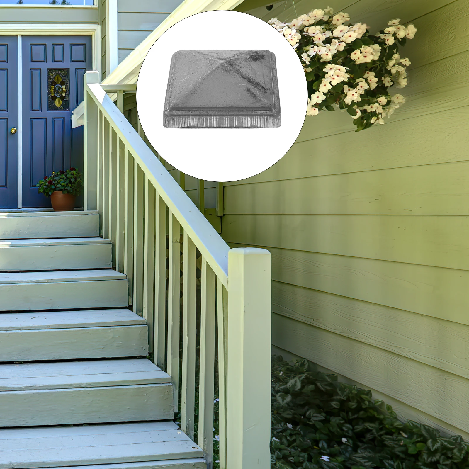 

12Pcs Rectangle Fence Post Caps Iron Metal Covers Pyramid Design for Gate Frame Guard Bars Deck Post Weather Protection