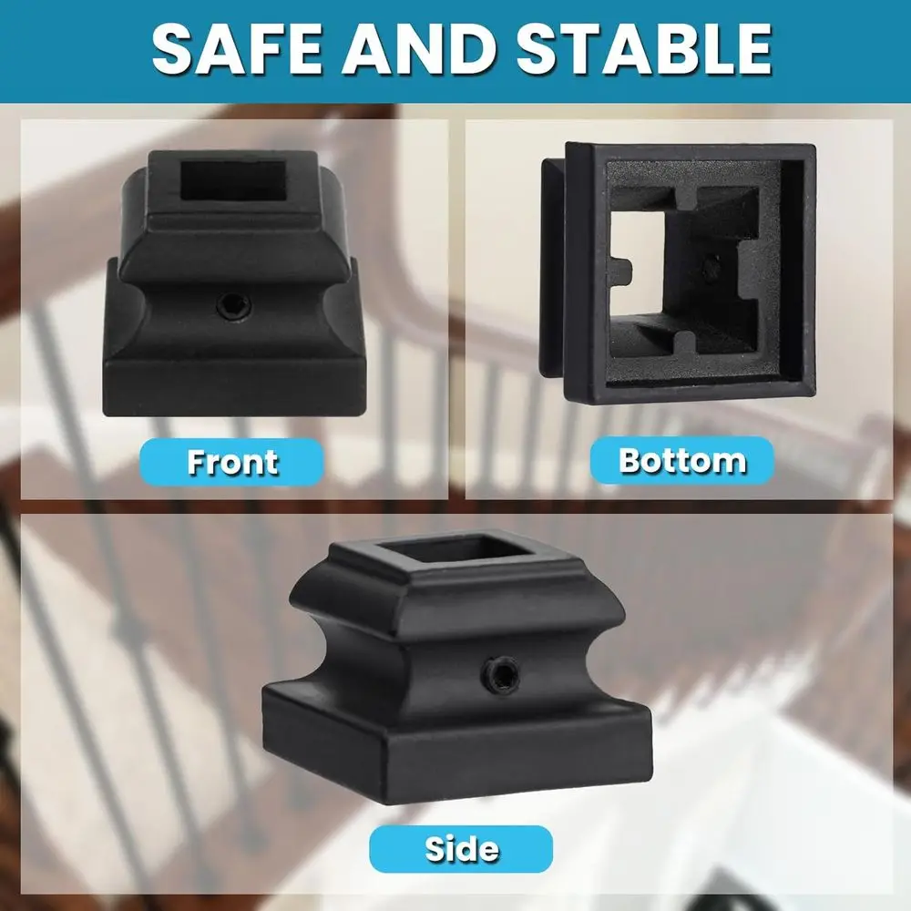 Satin Black Flat Shoe with Screw for 1/2 Square Balusters, 30-Pack