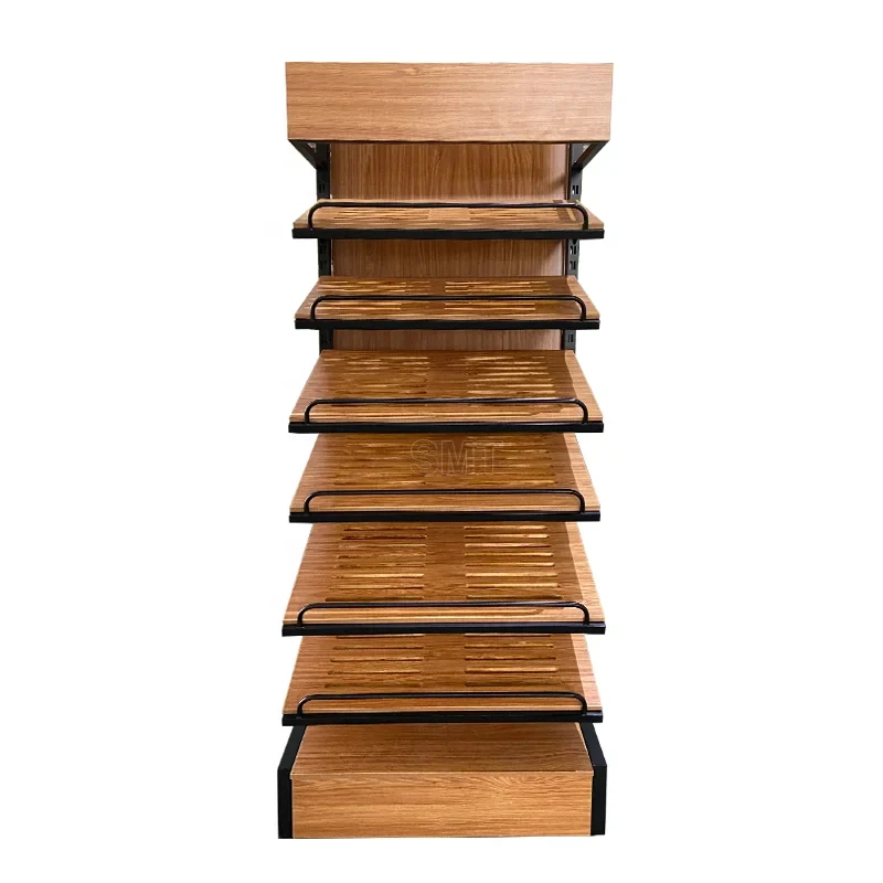 custom.Wooden Steel Bread Display Cake Merchandising Stand Bakery Showcase Rack