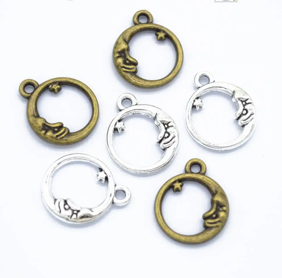 70pcs Charms Moon Star 20*16mm Antique Silver Color Pendants DIY Crafts Making Findings Handmade Tibetan Jewelry F0949