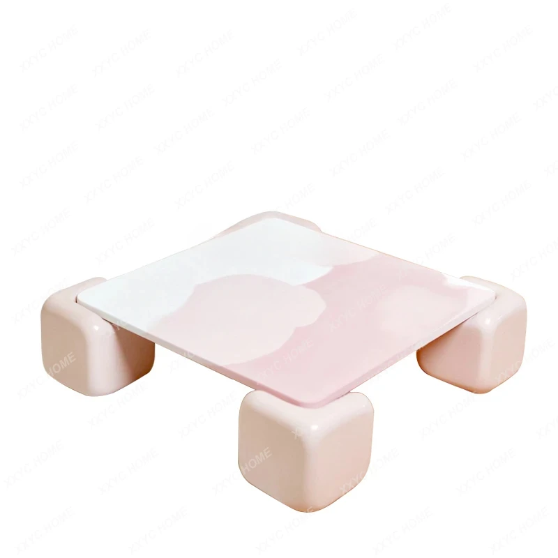 yj Creative Modern and Simple Design Transparent Tempered Glass Dice Tea Table