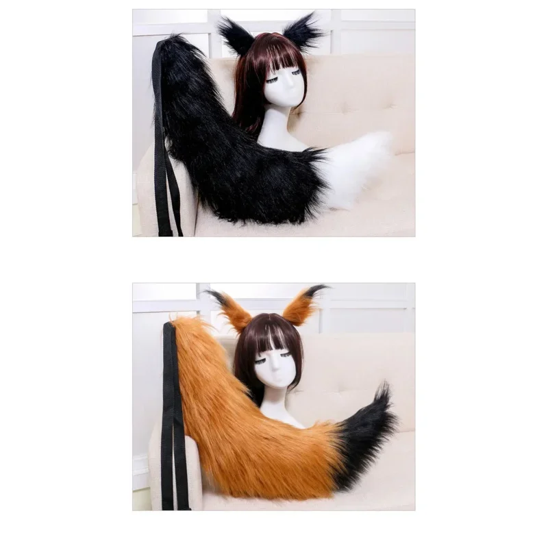 Animal Fox Ear Long Tail Furry Headband Prop Party Fancy Dress Lovely Lolita Anime Cosplay Costume Halloween Christmas MN3
