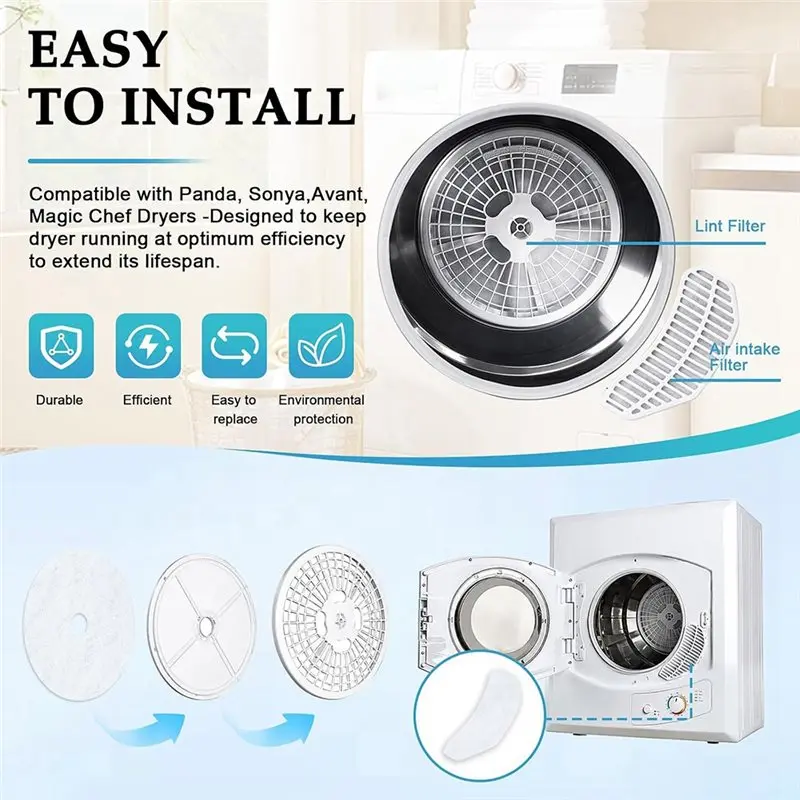 AB34-For Panda Magic Chef Sonya Dryers Dryer Filter Kit Lint Traps(20 Exhaust+ 5 Intake) For Safer Home& Lower Energy Bill Purpo