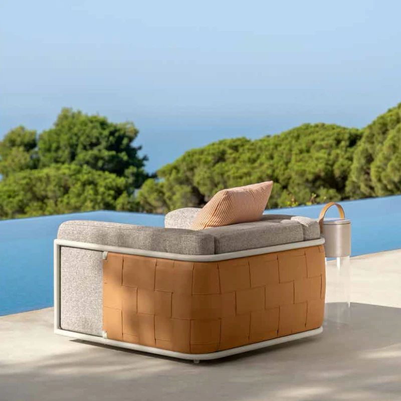 

WESOME Luxury Modern Design Handcrafted Custom Aluminum Frame Home Furniture Outdoor Garden Upholstered Sofa Arm Chair