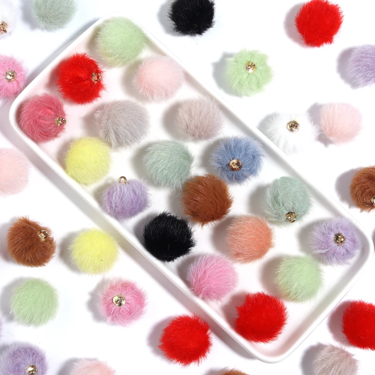 20Pcs/Lot Fur Pompom Balls Colorful Fluffy Fur Ball DIY Pompons For Keychain Sewing On Scarf Hats Shoes Apparel Craft Supplies