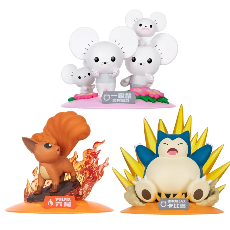 

Genuine Product Pokemon Anime Action Figures Snorlax Vulpix Maushold Collectibles Model Ornaments Toys Birthday Gift