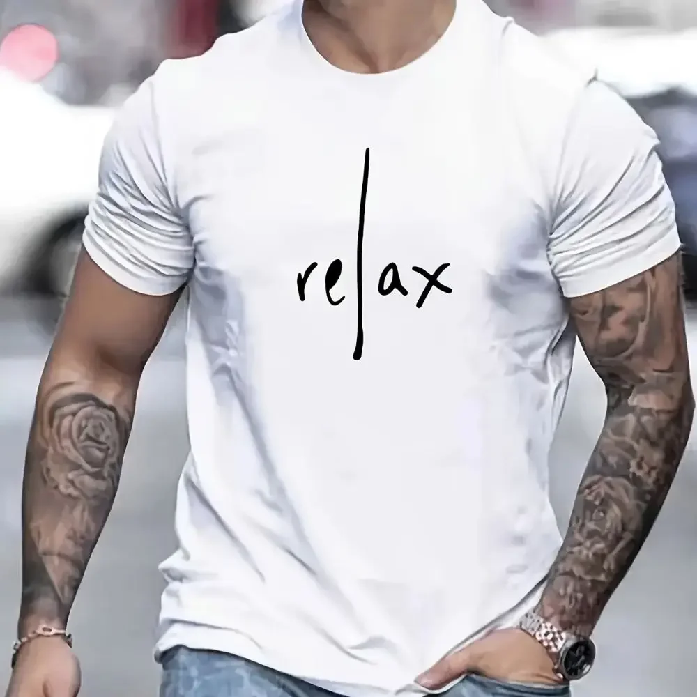 New Casual Men's T Shirts Summer Clothing Text Graphic T-shirts Oversized Short Sleeve Tops Street For Mens Shirts Tees 2024