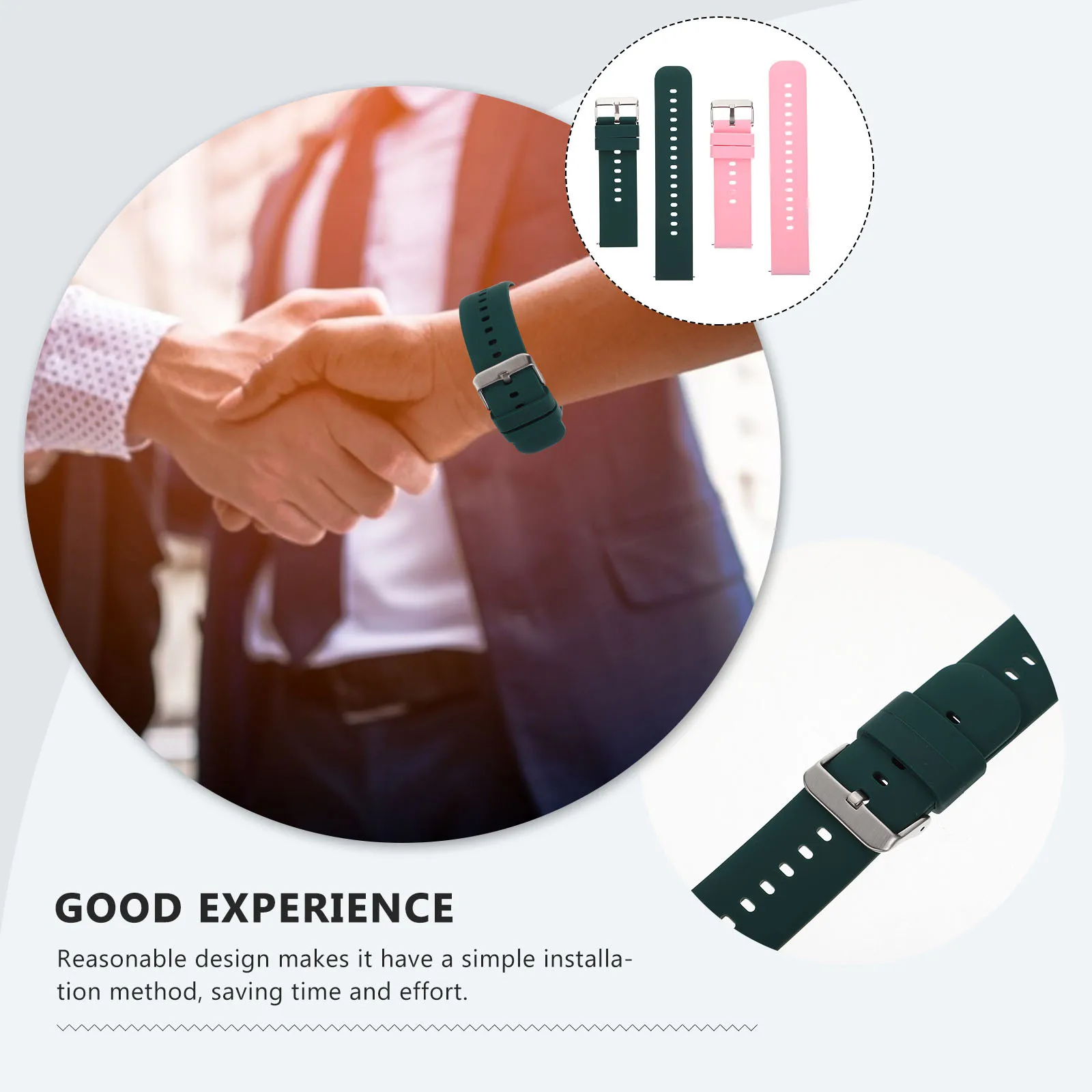 

2Pcs Silicone Watchband Modern Simple Design Strong Durability Lightweight Flexible Strap for Smartwatch Daily Use Or Gift