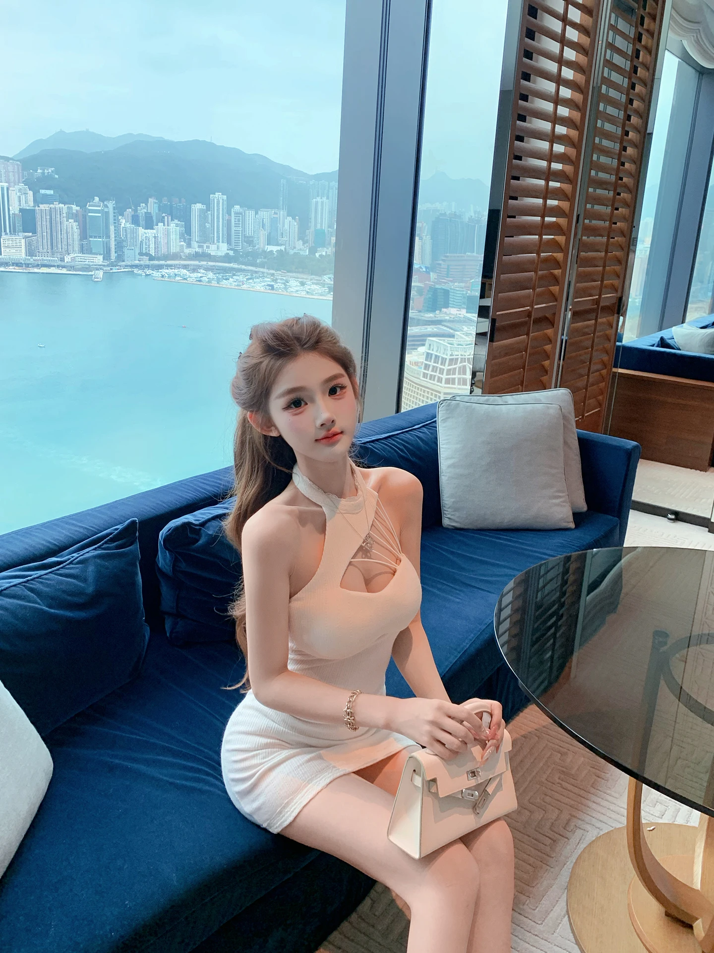 

Chill Qiaoer Pure Desire Sexy Shoulder Bared Knitted Slim Fit Neckline Dress Skirt Wrap around Bodycon Dress for Women