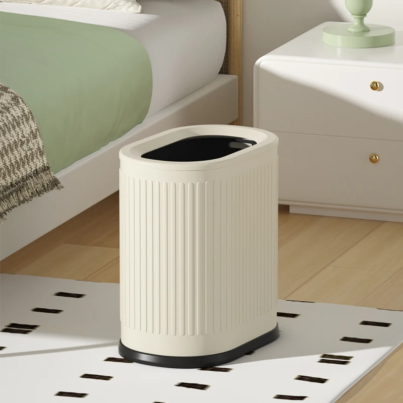 Leasylife 9L/2.3GalNarrow Luxury Bin Without Lid Creative Striped And Plain Metal Double Bin Bathroom, Bedroom, Kitchen