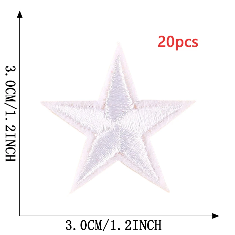 20 stücke Fünfzackigen Stern Patches Viele Für Kleidung Eisen Auf Zufällige Masse Thermische Klebstoff Stickerei Nähen Designer Parches Para Ropa – Detail 12