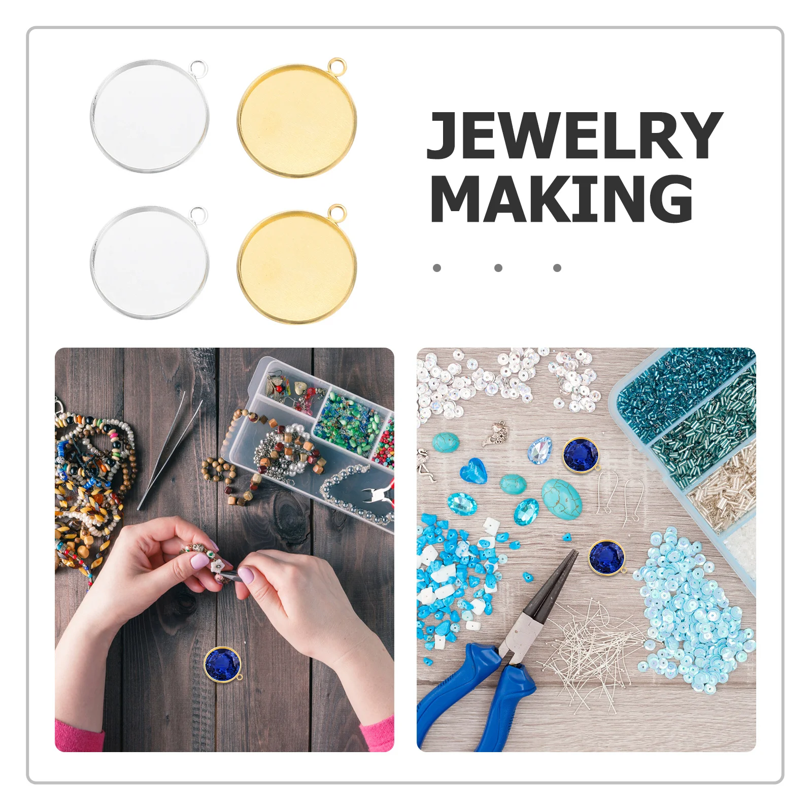 60Pcs Round Bezel Pendant Trays Vintage Inspired Jewelry Making Cabochon Base Metal Blank Tray Settings Blank Bezel Pendant Tray