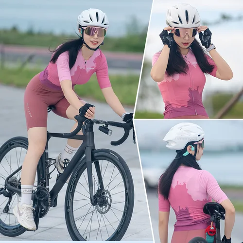 Imagen 2 del producto X-TIGER camisetas de ciclismo mujer ciclismo al aire libre transpirable de secado rápido manga corta Pro tela de alta elasticidad camisa de bicicleta moda
