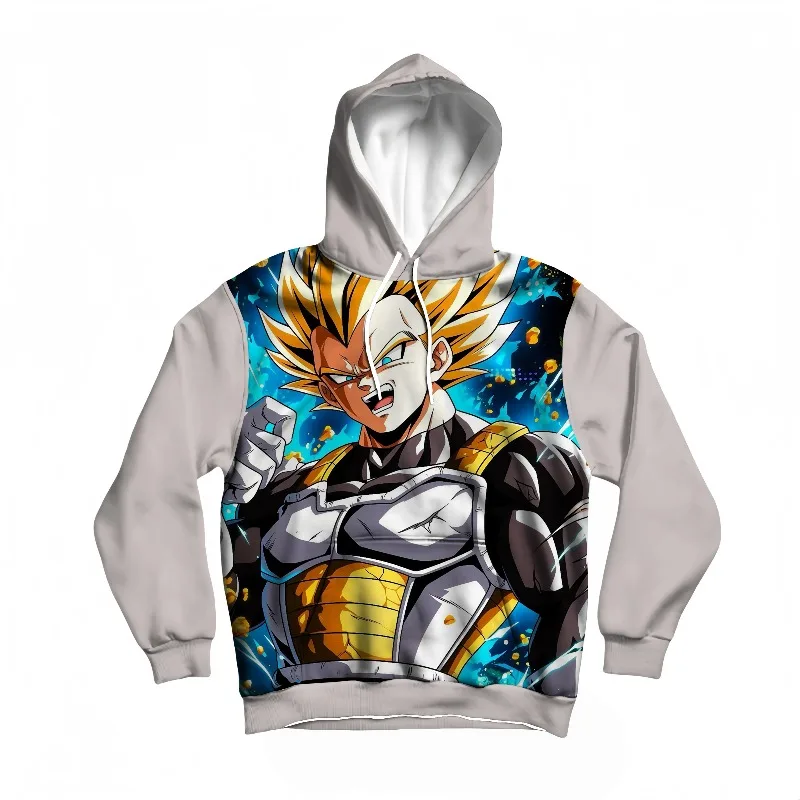 

Mens Autumn Winter Dragon Ball Hoodie - Super Saiyan Vegeta Dynamic Print, High - Quality Anime Merch for Fans