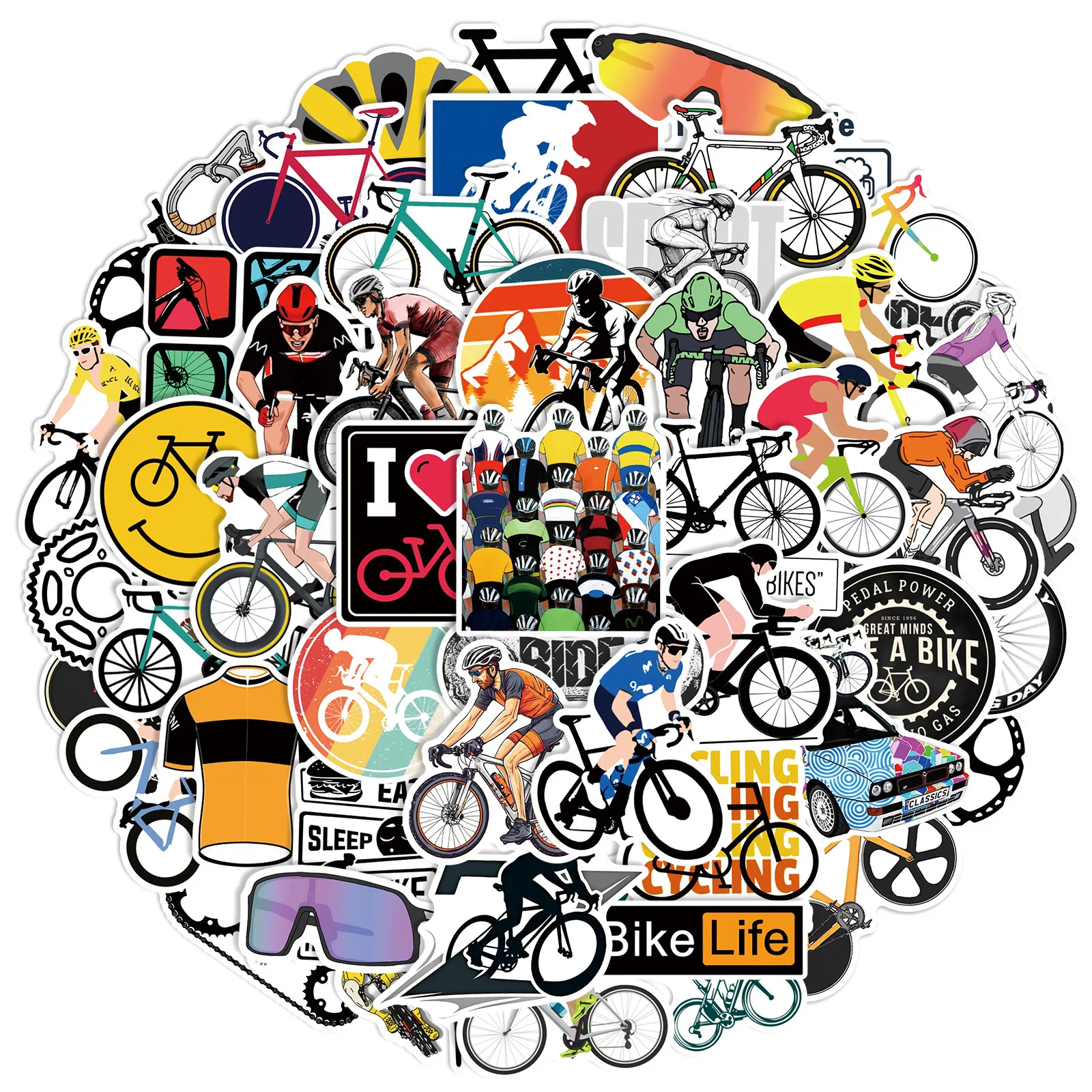 50Pcs Cool Mountain Bike Stickers Outdoor MTB Bicycle DIY Stickers Scrapbooking Phone Luggage Skateboard  Waterproof Decals