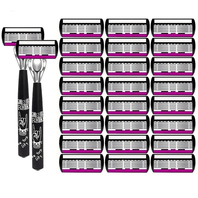 Premium 6 Layer Manual Razor Blade Set Metal Handle Shaving Refills For Men Beard Hair Trimmer Tool Grooming Gift Box