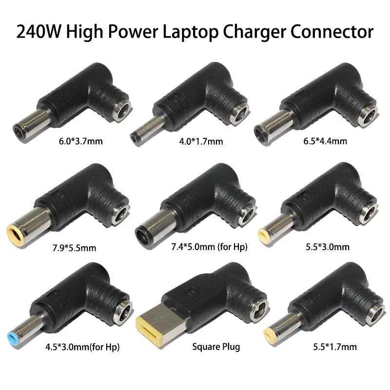 240W Laptop Power Supply Adapter Connector 5.5x2.5mm to 7.4x5.0 4.5x3.0 6.0x3.7mm DC Charger Converter for Lenovo Hp Dell Asus