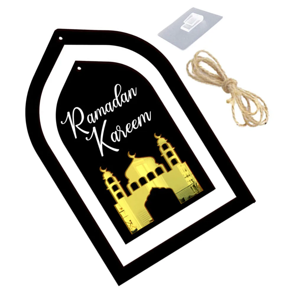 

1 Piece Hanging Door Sign Ramadan Decorations Eid Mubarak Party Layout Black House Number Sturdy Wood Material Wall Door Shop