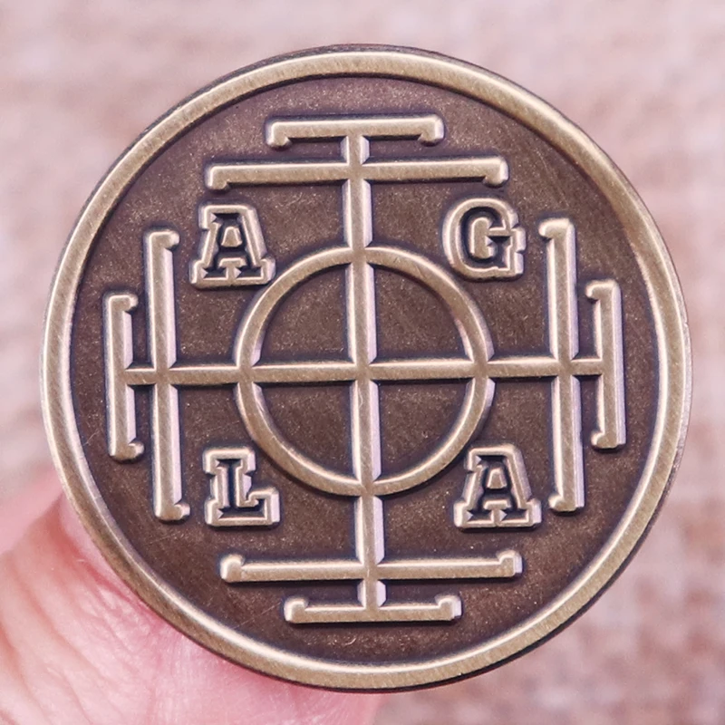 Amuleto AGLA simbolo occulto smalto Pin Magic Talisman Badge spilla zaino decorazione gioielli