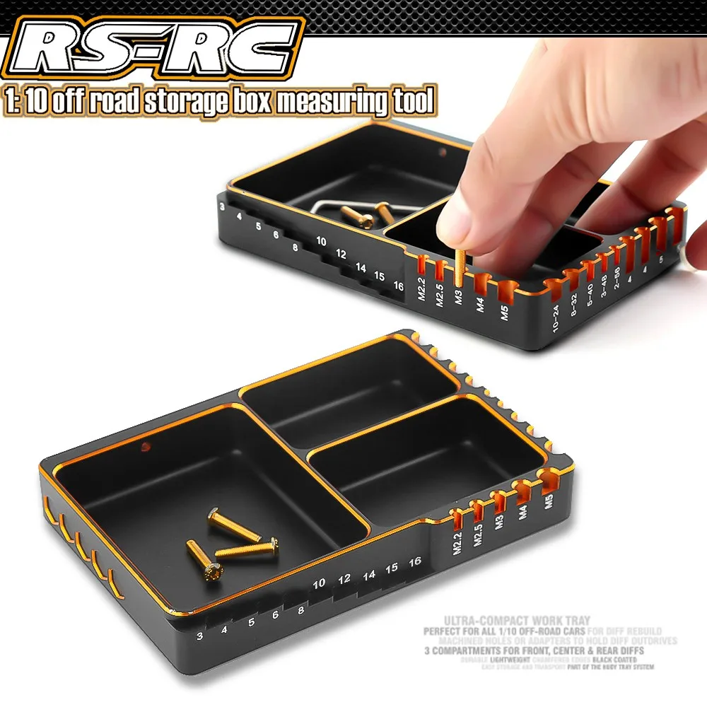 CNC 금속 3 그리드 나사 트레이 너트 가스켓 보관 도구, RC 자동차 보트 비행기 모델 부품 상자, 120*80*18mm