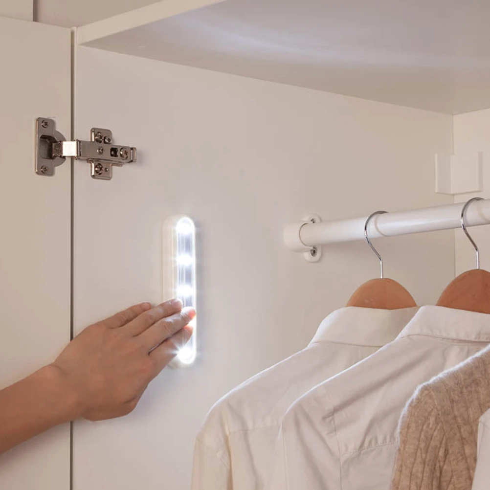 

Mini 5 Leds LED Cabinet Lights Button Switch Adhesive Light Bar Powered Night Light for Bedside Closet Wardrobe Under