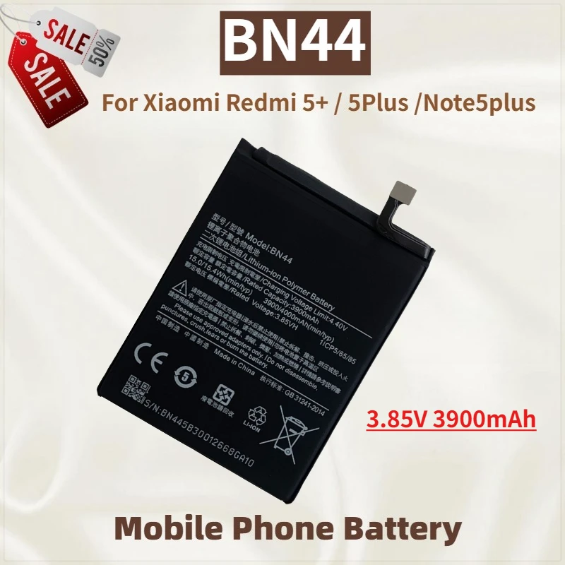 

Высококачественный аккумулятор для мобильного телефона BN44, 3,85 В, 3900 мАч для Xiaomi Redmi 5 +/5 Plus/Note5plus, новый сменный аккумулятор