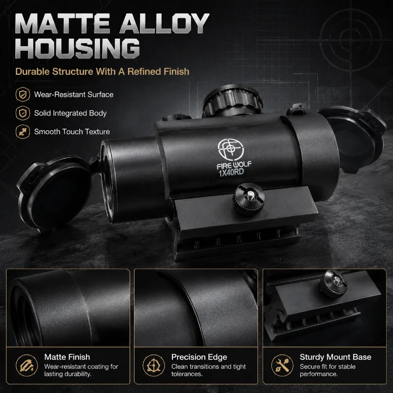 1X40RD Optical Observation Viewfinder Outdoor Hobby Accessory Plastic Structure with Flip Up Lens Covers