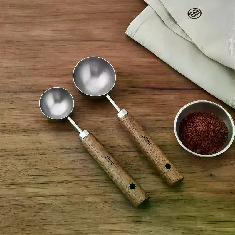 Coffee Tablespoon - Walnut Wood & Stainless Steel Scoop for Home Baristas & Cafe Decor - Perfect Kitchen Accessory