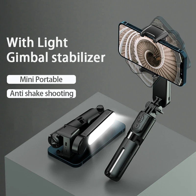 Handheld Gimbal Stabilizer Bluetooth Selfie Stick Holder Adjustable Fill Light Selfie Stand For Smartphone