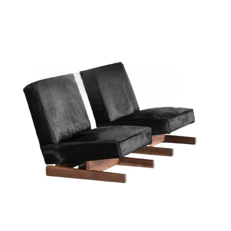 

Medieval wabi-sabi wind solid wood single sofa, retro designer living room homestay leisure sofa