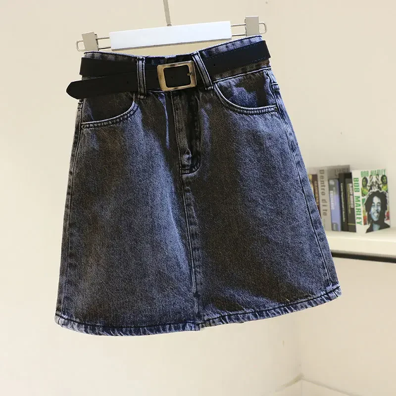 Rok Jeans wanita Mini biru rok Denim wanita pendek Chubby ritsleting Midi kualitas tinggi Y2k Vintage kasual sederhana A Line modis