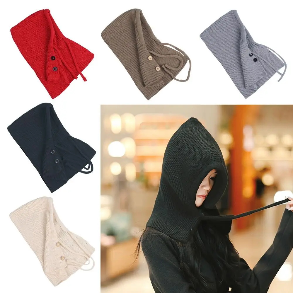

Fashion Windproof Knitted Woolen Cap Neck Warmer Thickened Beanies Cap Keep Warm Winter Hat Scarf Set for Women