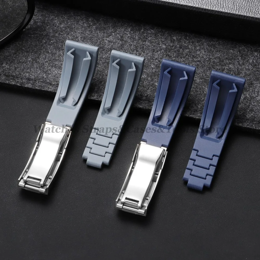 20mm Silicone Strap For Rolex Submariner Daytona GMT Date Bracelet for Oysterflex Grey Black Blue Green Folding Buckle Wristbelt