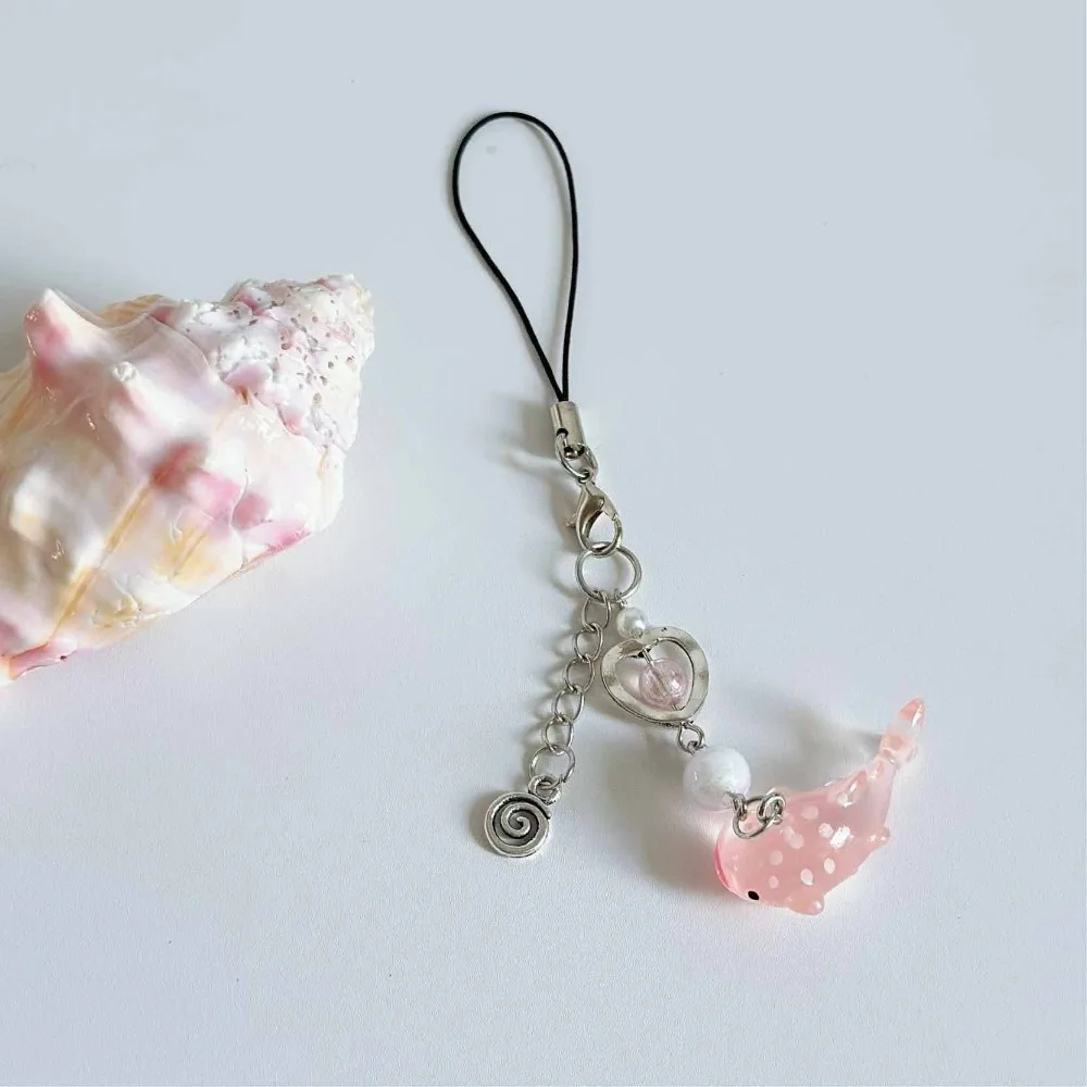 

Ocean Theme Mobile Phone Chain Marine Animal Beaded Keyring Shark Phone Charm Cellphone Strap Handmade Phone Lanyard Bag Pendant