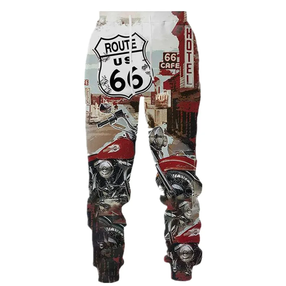 Pantaloni moda primavera e autunno Route 66 pantaloni sportivi da uomo stampati in 3D pantaloni da Jogging sportivi Unisex Harajuku Street Leisure