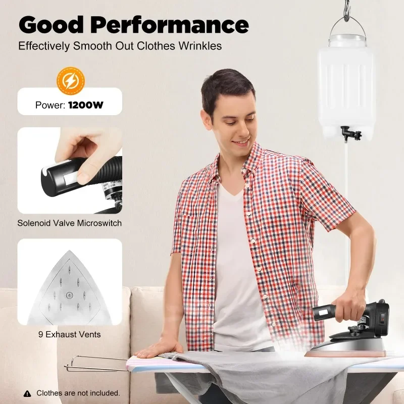 

1200W Steam Iron 5 Gears Adjustable Temperature Industrial Electric Iron with 0.79Gal Water Tank and Scald-Prevention Plate